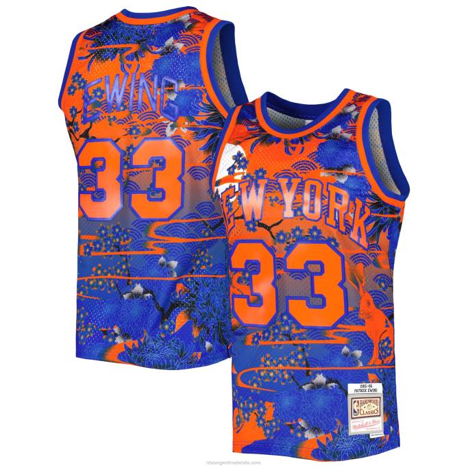 NBA 0F6D572 new york knicks patrick ewing mitchell & ness blue hardwood classics lunar new year swingman jersey