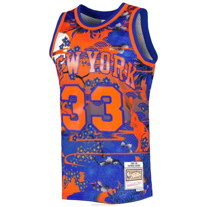 NBA 0F6D572 new york knicks patrick ewing mitchell & ness blue hardwood classics lunar new year swingman jersey