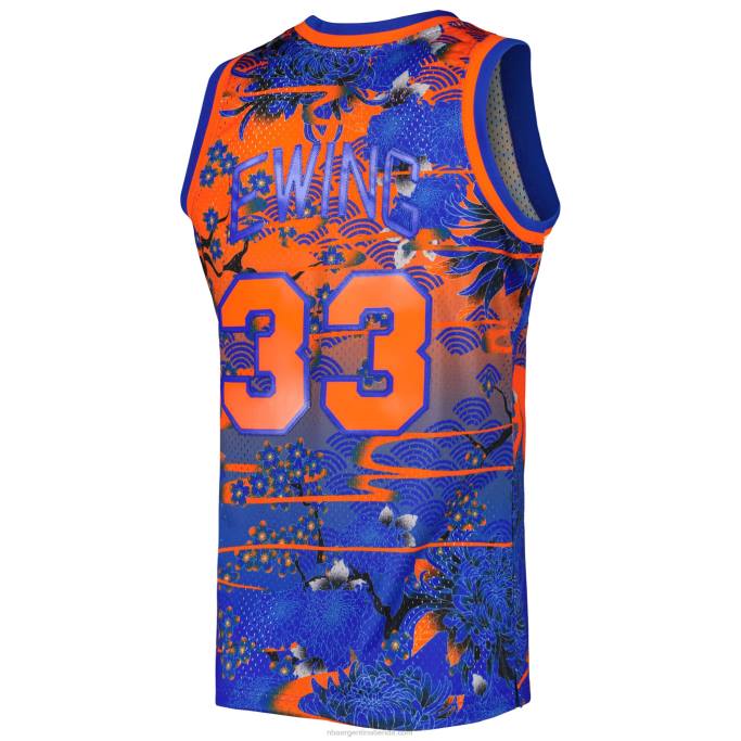 NBA 0F6D572 new york knicks patrick ewing mitchell & ness blue hardwood classics lunar new year swingman jersey