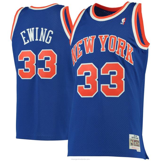NBA 0F6D581 patrick ewing de los new york knicks mitchell & ness camiseta azul de madera dura clásicos swingman
