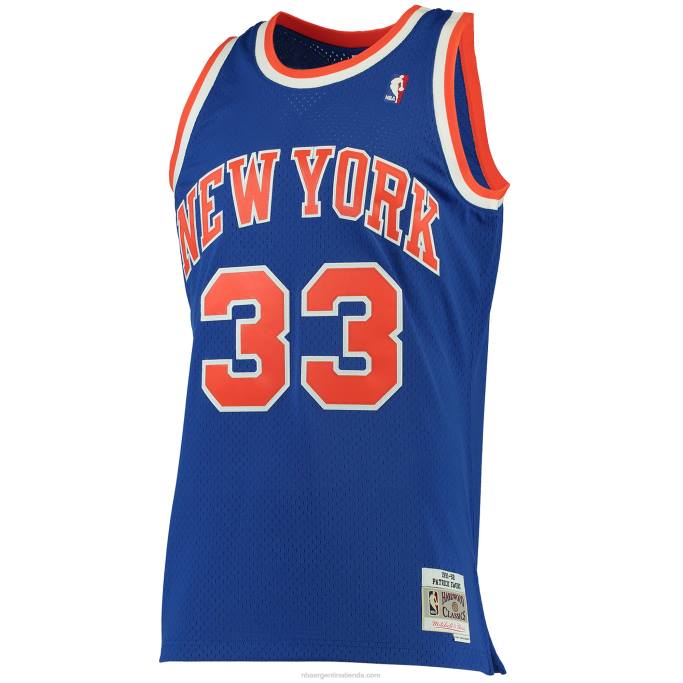NBA 0F6D581 patrick ewing de los new york knicks mitchell & ness camiseta azul de madera dura clásicos swingman
