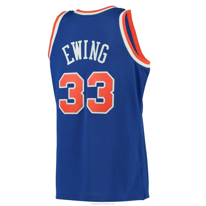 NBA 0F6D581 patrick ewing de los new york knicks mitchell & ness camiseta azul de madera dura clásicos swingman