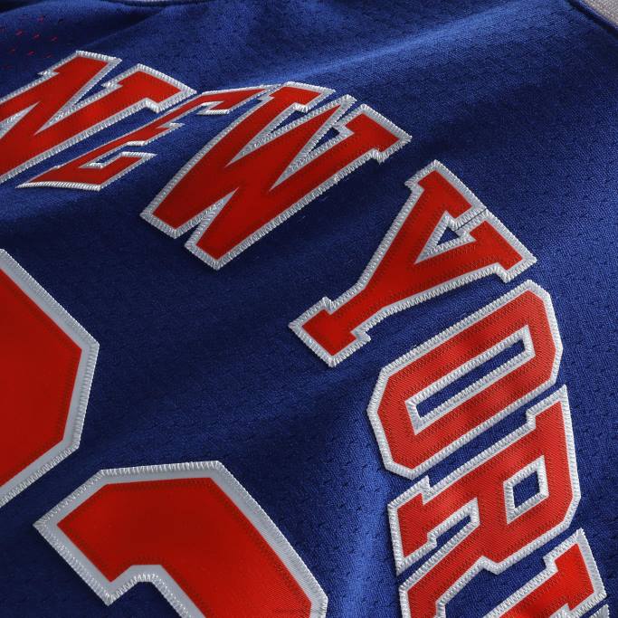 NBA 0F6D581 patrick ewing de los new york knicks mitchell & ness camiseta azul de madera dura clásicos swingman
