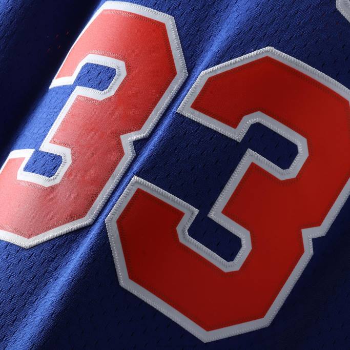 NBA 0F6D581 patrick ewing de los new york knicks mitchell & ness camiseta azul de madera dura clásicos swingman