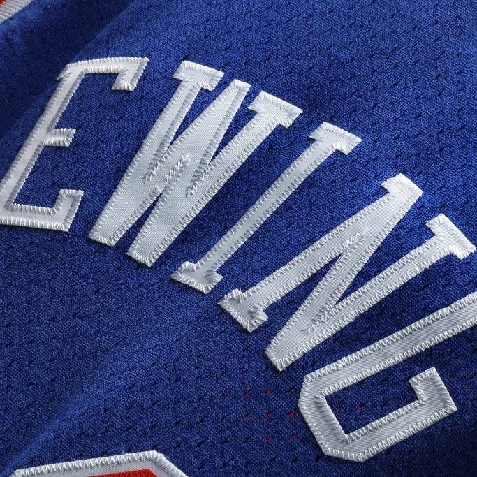 NBA 0F6D581 patrick ewing de los new york knicks mitchell & ness camiseta azul de madera dura clásicos swingman