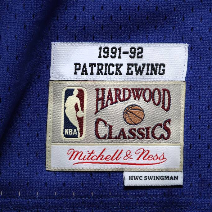 NBA 0F6D581 patrick ewing de los new york knicks mitchell & ness camiseta azul de madera dura clásicos swingman
