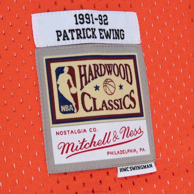 NBA 0F6D614 New York Knicks Patrick Ewing Naranja/Royal Hardwood Classics Fadeaway Swingman playera de jugador