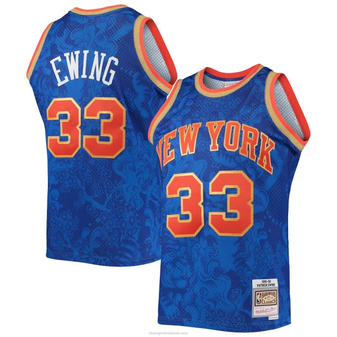 NBA 0F6D827 new york knicks patrick ewing mitchell & ness blue hardwood classics lunar new year swingman jersey