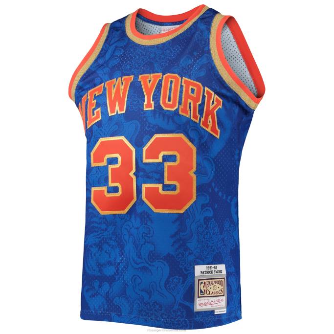 NBA 0F6D827 new york knicks patrick ewing mitchell & ness blue hardwood classics lunar new year swingman jersey