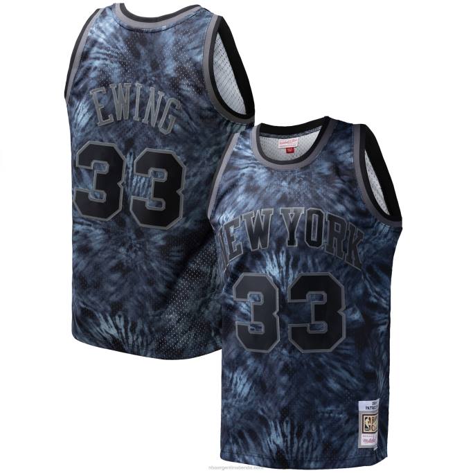 NBA 0F6D8534 camiseta de los new york knicks patrick ewing mitchell & ness black hardwood classics tie-dye swingman