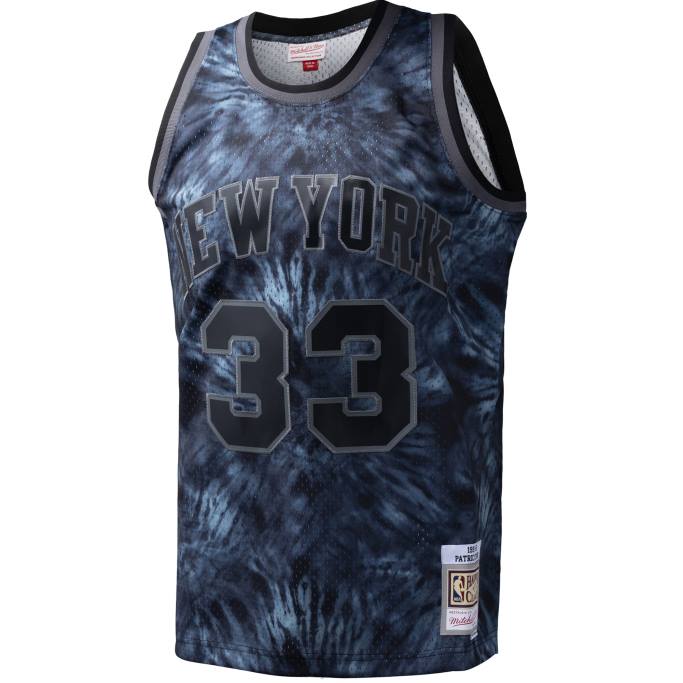 NBA 0F6D8534 camiseta de los new york knicks patrick ewing mitchell & ness black hardwood classics tie-dye swingman