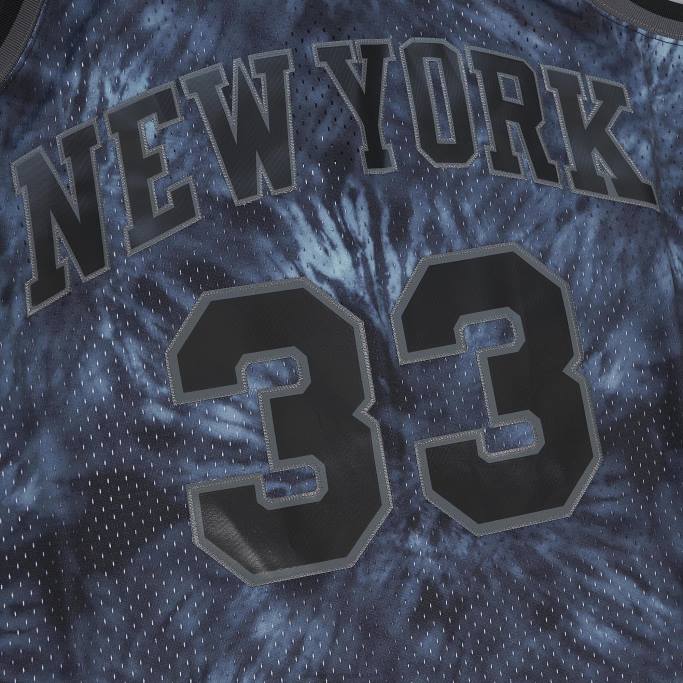 NBA 0F6D8534 camiseta de los new york knicks patrick ewing mitchell & ness black hardwood classics tie-dye swingman