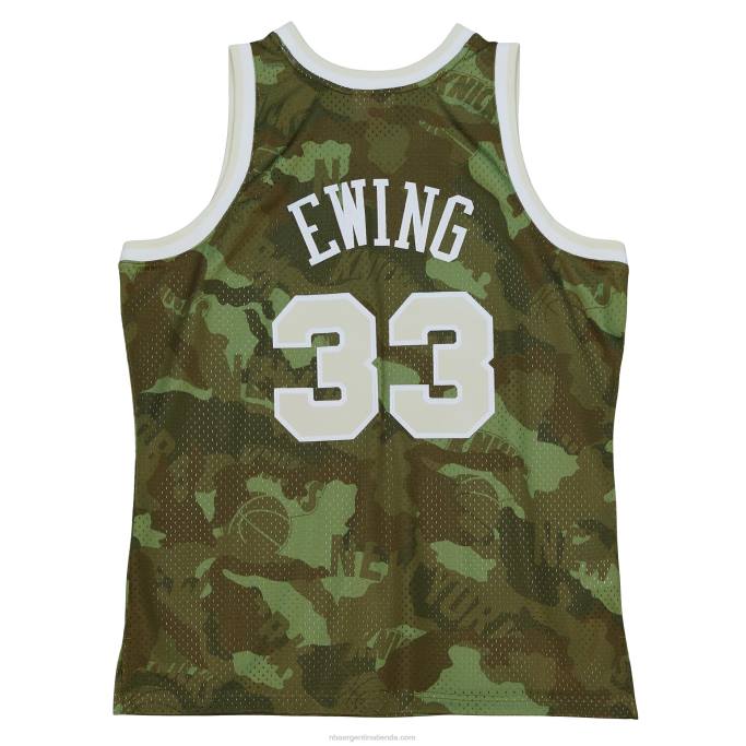 NBA 0F6D868 camiseta de los new york knicks patrick ewing mitchell & ness camo hardwood classics ghost green swingman