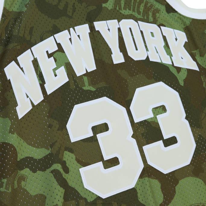 NBA 0F6D868 camiseta de los new york knicks patrick ewing mitchell & ness camo hardwood classics ghost green swingman