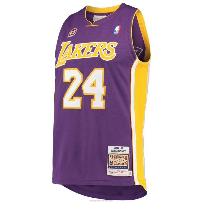 NBA 0F6D1009 los angeles lakers kobe bryant mitchell & ness púrpura hardwood classics 60th temporada auténtico jersey