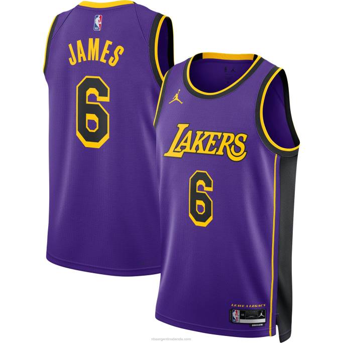 NBA 0F6D10 los angeles lakers lebron james jordan marca púrpura swingman jersey