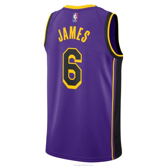 NBA 0F6D10 los angeles lakers lebron james jordan marca púrpura swingman jersey