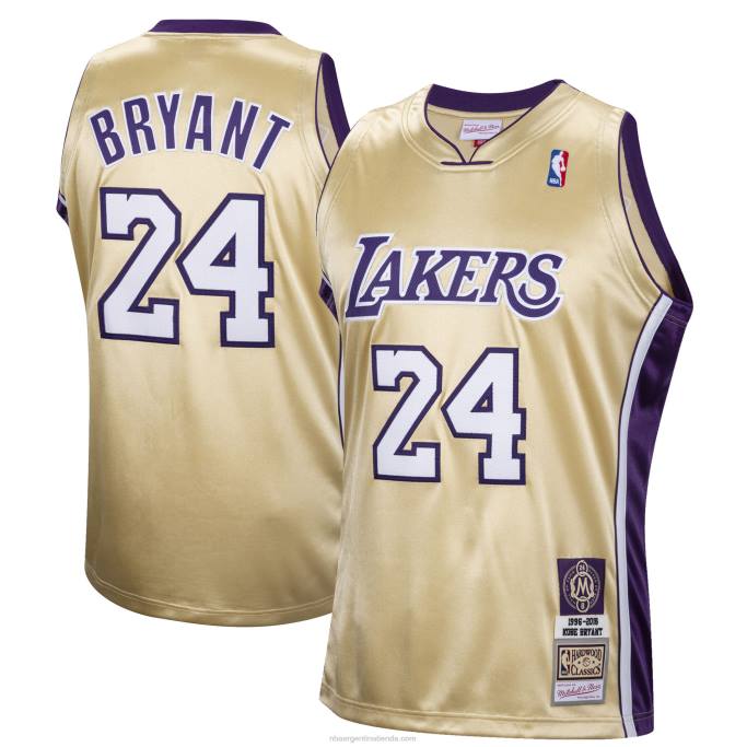 NBA 0F6D1200 los angeles lakers kobe bryant oro salón de la fama clase de 2020 # 24 auténtica camiseta de madera dura