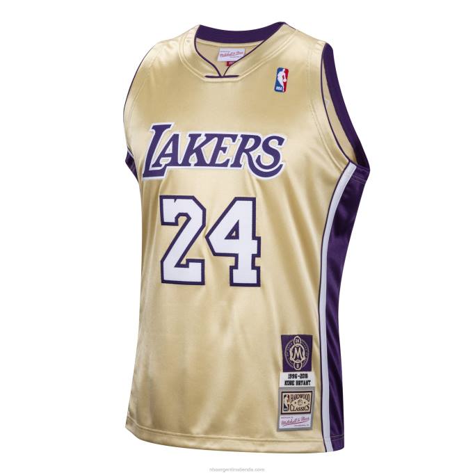 NBA 0F6D1200 los angeles lakers kobe bryant oro salón de la fama clase de 2020 # 24 auténtica camiseta de madera dura