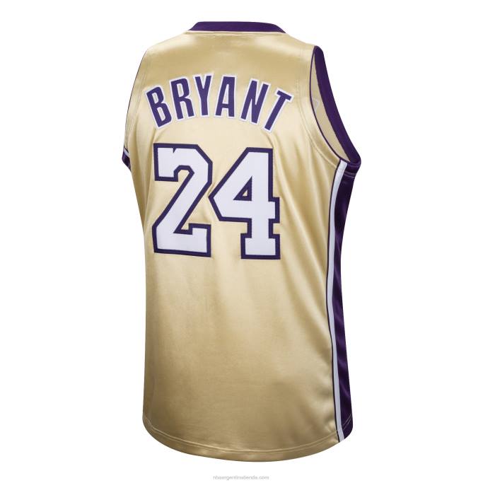 NBA 0F6D1200 los angeles lakers kobe bryant oro salón de la fama clase de 2020 # 24 auténtica camiseta de madera dura