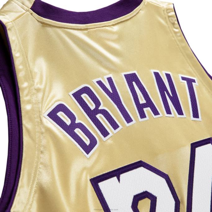 NBA 0F6D1200 los angeles lakers kobe bryant oro salón de la fama clase de 2020 # 24 auténtica camiseta de madera dura