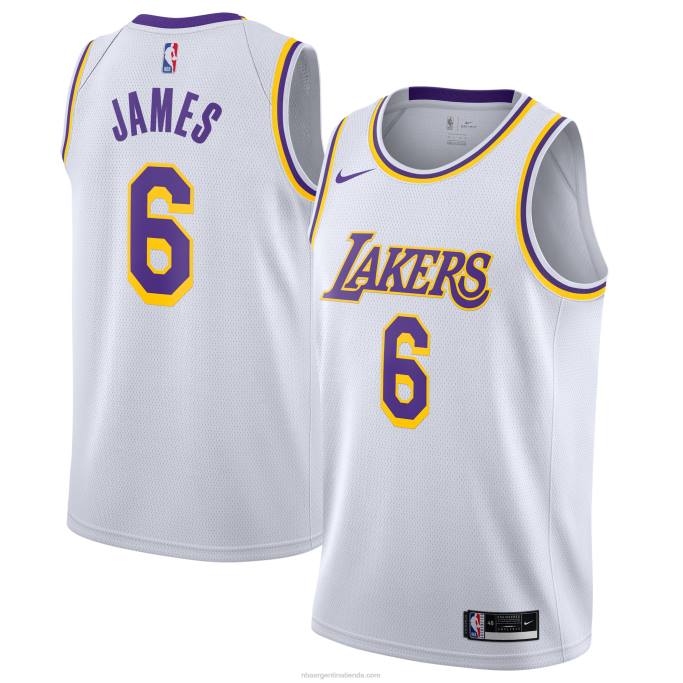 NBA 0F6D1366 Los angeles lakers lebron james nike blanco # 6 swingman jugador camiseta