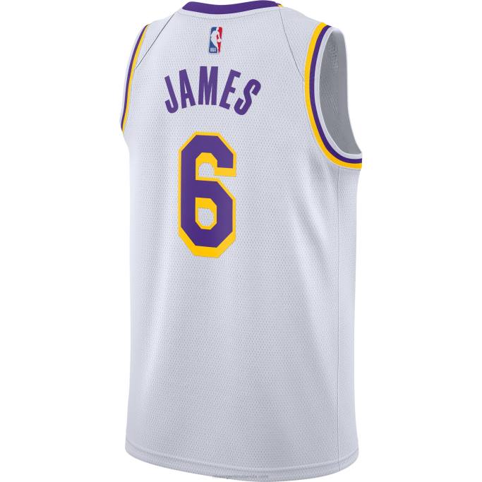 NBA 0F6D1366 Los angeles lakers lebron james nike blanco # 6 swingman jugador camiseta