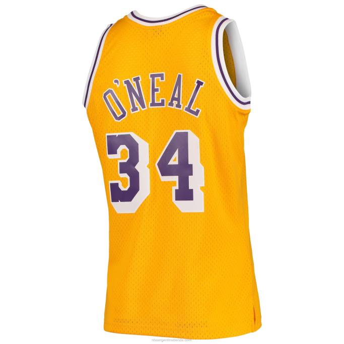 NBA 0F6D142 los angeles lakers shaquille o'neal mitchell & ness oro hardwood classics swingman jersey