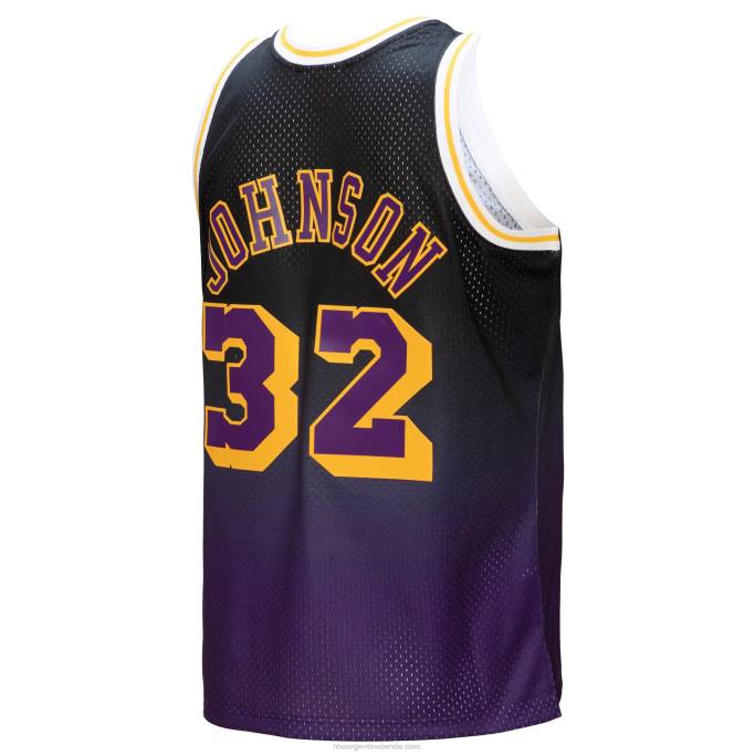 NBA 0F6D1500 los angeles lakers magic johnson púrpura / negro hardwood classics fadeaway swingman jugador jersey