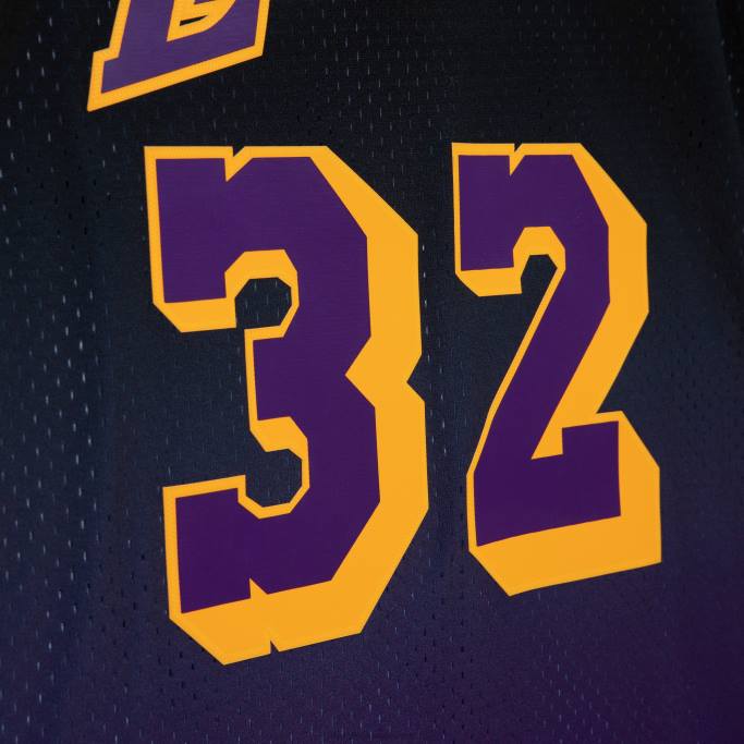 NBA 0F6D1500 los angeles lakers magic johnson púrpura / negro hardwood classics fadeaway swingman jugador jersey