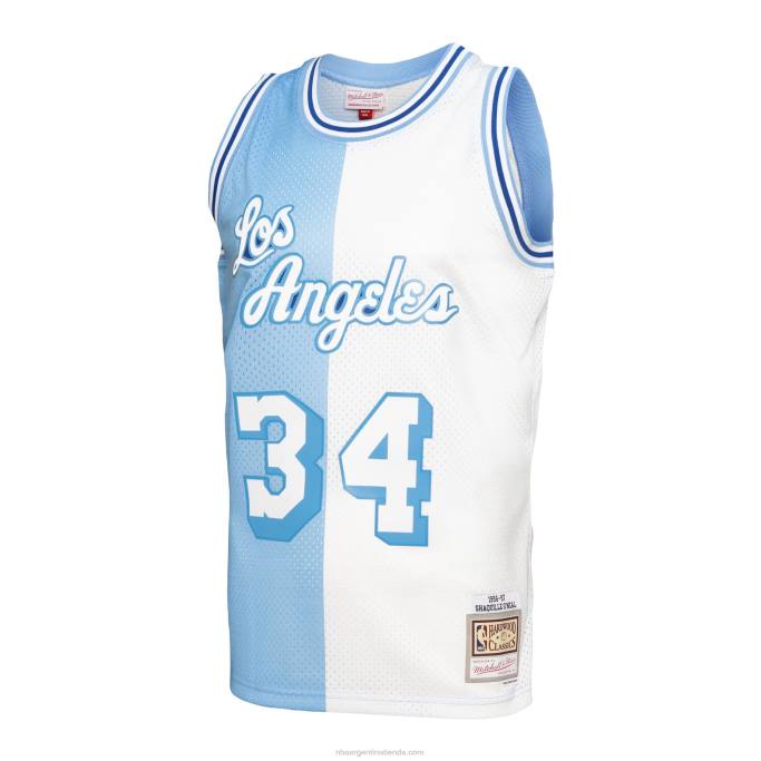 NBA 0F6D150 los angeles lakers shaquille o'neal polvo azul / blanco hardwood classics split swingman jersey