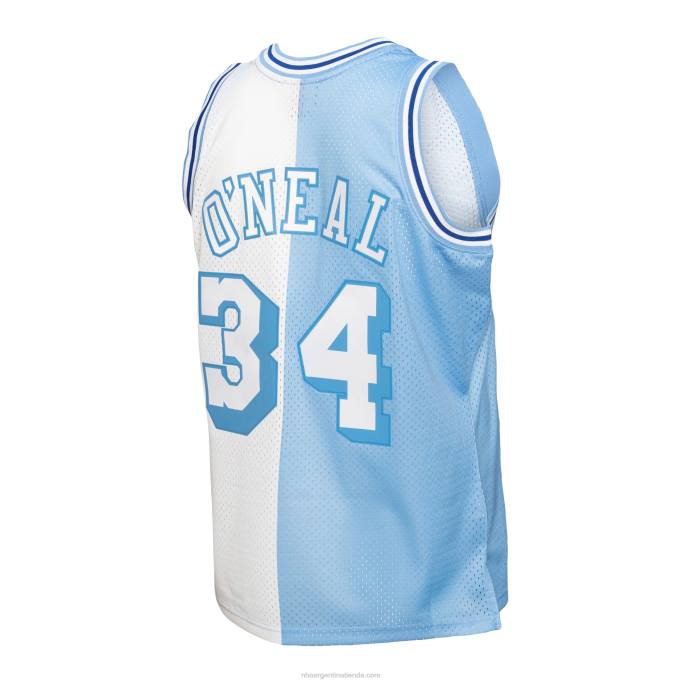 NBA 0F6D150 los angeles lakers shaquille o'neal polvo azul / blanco hardwood classics split swingman jersey