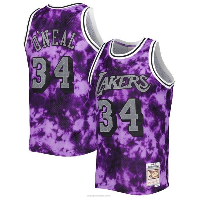 NBA 0F6D1620 los angeles lakers shaquille o'neal mitchell & ness púrpura galaxy swingman jersey