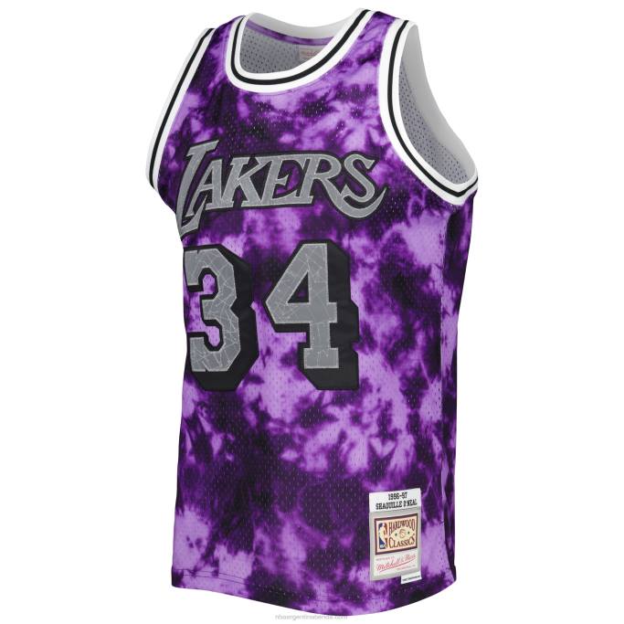 NBA 0F6D1620 los angeles lakers shaquille o'neal mitchell & ness púrpura galaxy swingman jersey