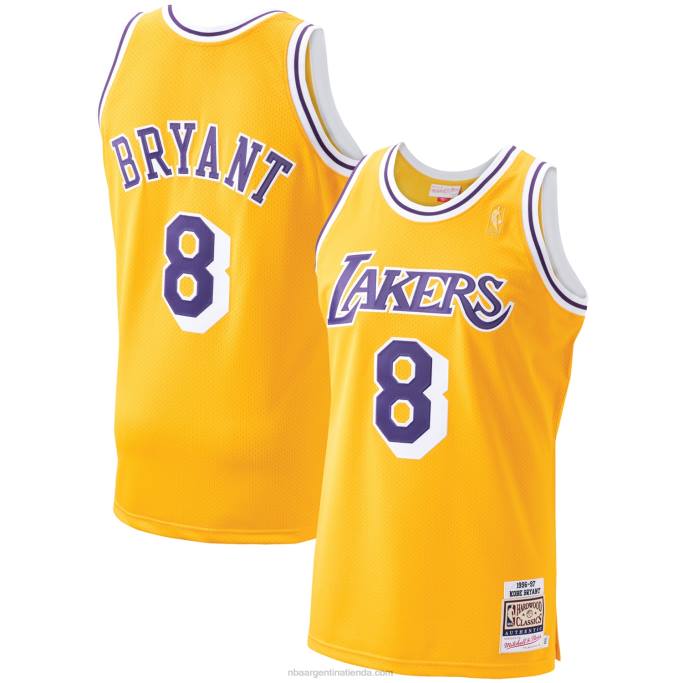 NBA 0F6D1703 los angeles lakers kobe bryant mitchell & ness oro madera dura clásicos auténtico jugador jersey