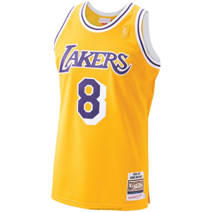NBA 0F6D1703 los angeles lakers kobe bryant mitchell & ness oro madera dura clásicos auténtico jugador jersey