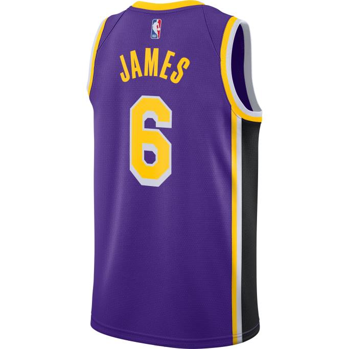 NBA 0F6D179 Los angeles lakers lebron james jordan marca púrpura # 6 swingman player jersey