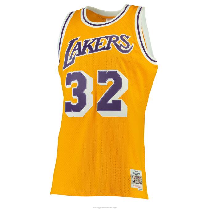 NBA 0F6D190 los angeles lakers magic johnson mitchell & ness gold hardwood classics swingman jersey