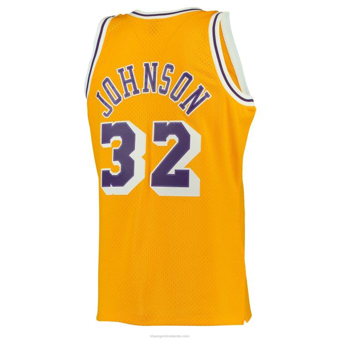 NBA 0F6D190 los angeles lakers magic johnson mitchell & ness gold hardwood classics swingman jersey