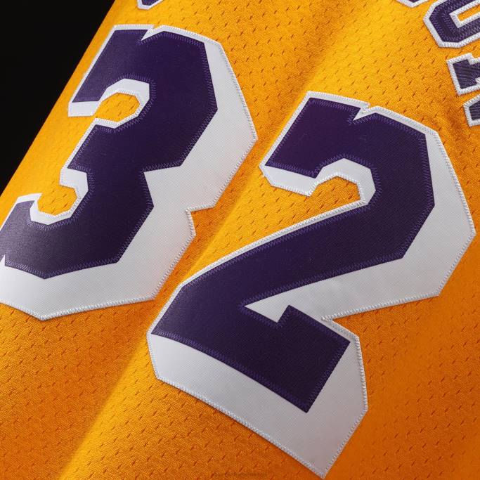 NBA 0F6D190 los angeles lakers magic johnson mitchell & ness gold hardwood classics swingman jersey