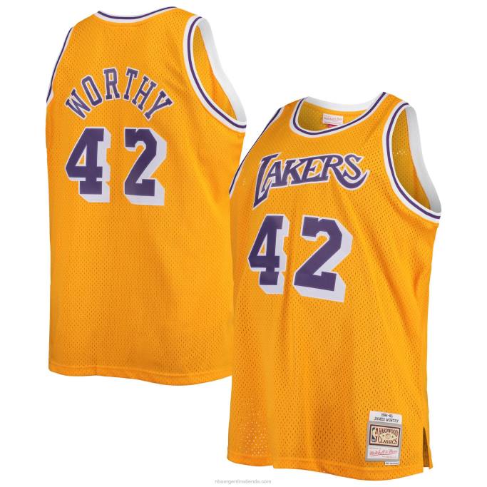 NBA 0F6D2065 los angeles lakers james worthy mitchell & ness gold big & tall hardwood classics swingman jersey