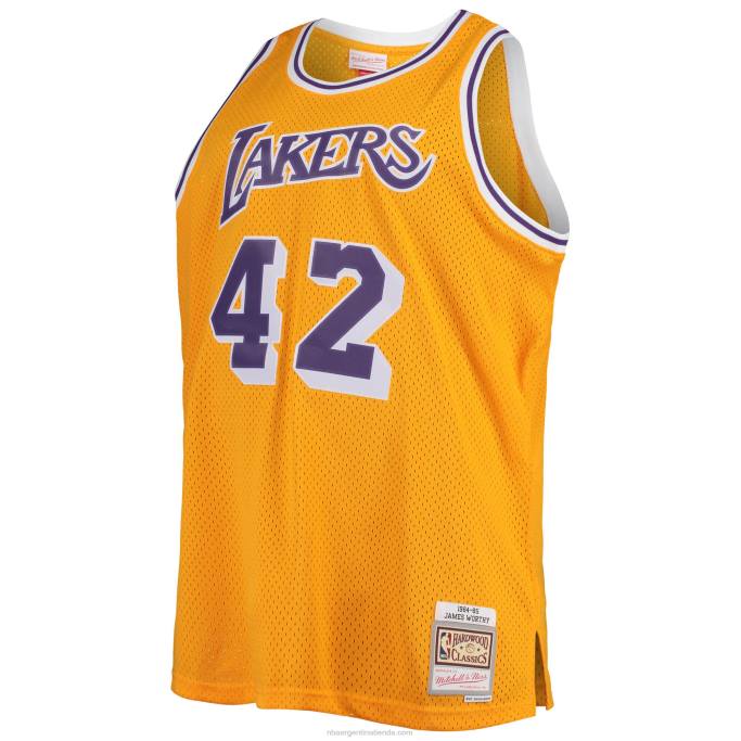 NBA 0F6D2065 los angeles lakers james worthy mitchell & ness gold big & tall hardwood classics swingman jersey