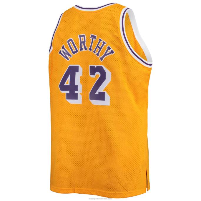 NBA 0F6D2065 los angeles lakers james worthy mitchell & ness gold big & tall hardwood classics swingman jersey