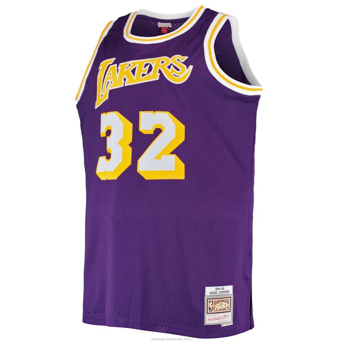 NBA 0F6D246 los angeles lakers magic johnson mitchell & ness púrpura grande y alto clásico de madera dura swingman jersey