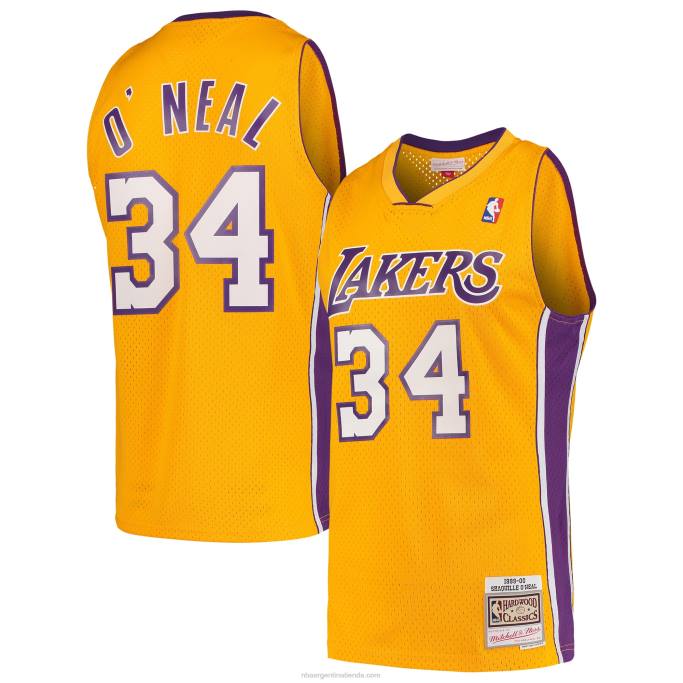 NBA 0F6D2586 los angeles lakers shaquille o'neal mitchell & ness oro hardwood classics 1999-00 jersey swingman