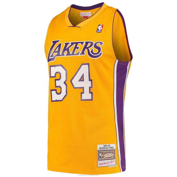NBA 0F6D2586 los angeles lakers shaquille o'neal mitchell & ness oro hardwood classics 1999-00 jersey swingman