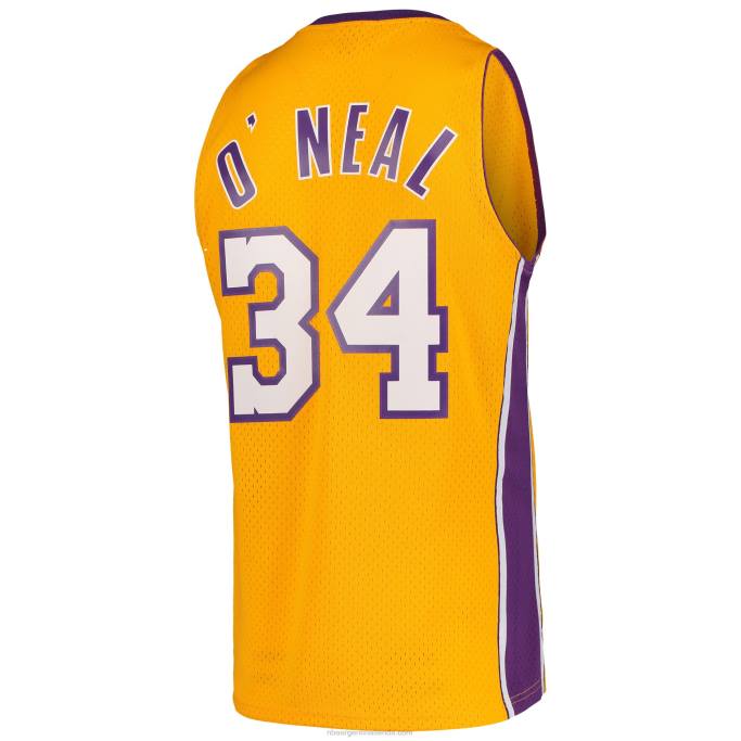 NBA 0F6D2586 los angeles lakers shaquille o'neal mitchell & ness oro hardwood classics 1999-00 jersey swingman