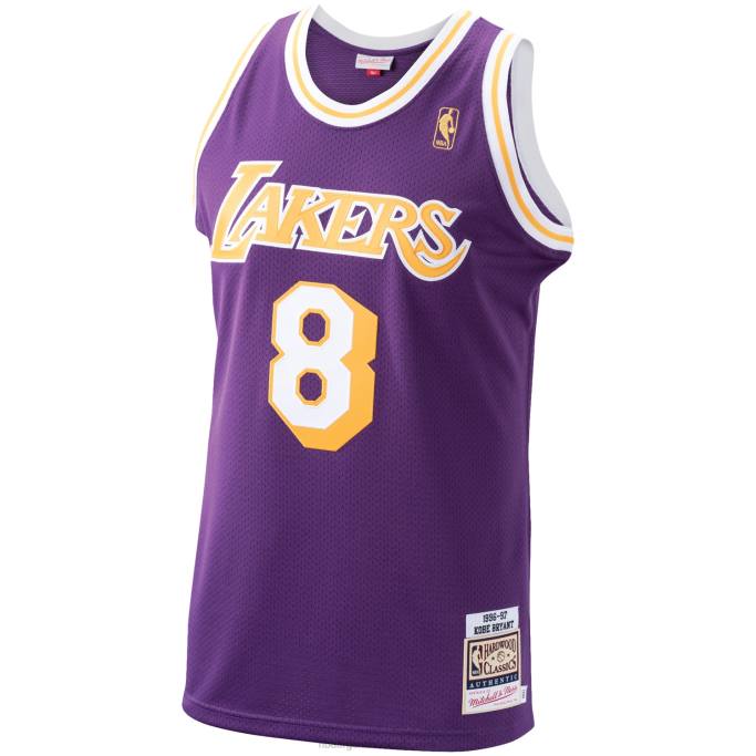 NBA 0F6D2729 los angeles lakers kobe bryant mitchell & ness púrpura clásico de madera dura auténtico playera de jugador