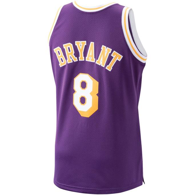 NBA 0F6D2729 los angeles lakers kobe bryant mitchell & ness púrpura clásico de madera dura auténtico playera de jugador
