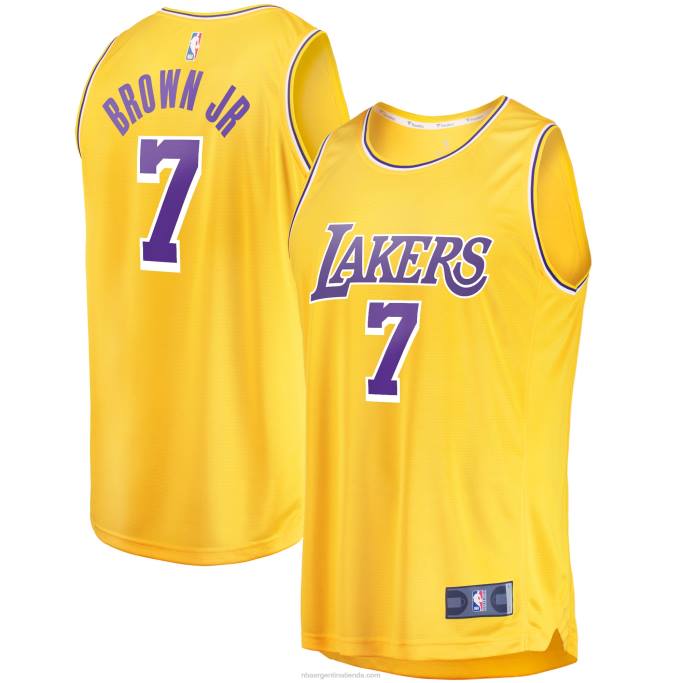 NBA 0F6D2747 los angeles lakers troy brown jr. réplica de camiseta dorada de ruptura rápida
